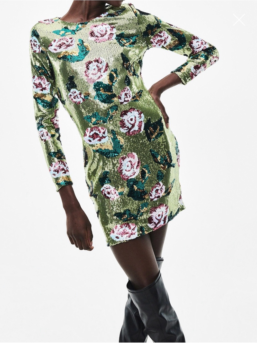 NWT Piper & Scoot Orick Sequined Floral Long Sleeve Mini Dress. Size Medium